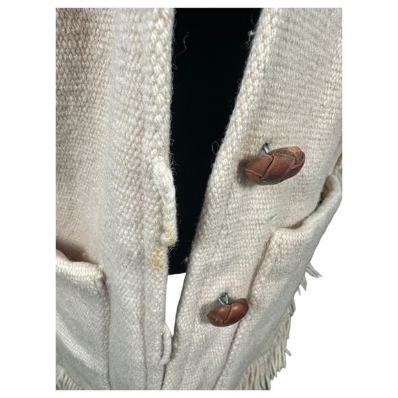Ortega's Chimayo N.M. 1970s Wool Hand Woven Short Sleeve Fringe Medium - READ - Picture 3 of 8